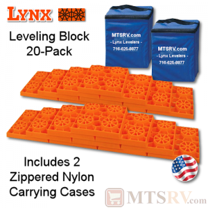 Lynx Levelers Orange RV & Trailer Leveling Blocks - 20 Block Pack w/2 Nylon Bags - USA Made