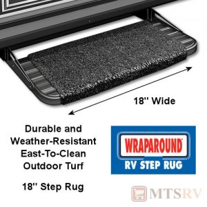 Prest-O-Fit 18" Wide Wrap-Around RV Step Rug - BLACK - Durable Trailer Step Rug