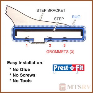 Prest-O-Fit 18" Wide Wrap-Around RV Step Rug - BLACK - Durable Trailer Step Rug