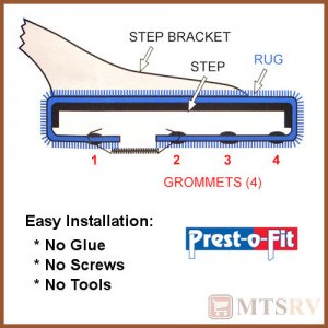 Prest-O-Fit 20" Wide Wrap-Around Plus+ RV Step Rug - STONE GRAY - Durable Trailer Step Rug