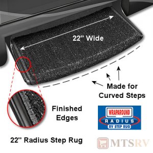 Prest-O-Fit 22" Wrap-Around Radius Step Rug - BLACK - Specifically Made For Curved Steps