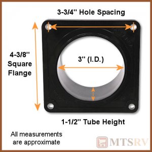 Valterra Straight 3" Sewer Hose Spigot Socket Flange Adapter - Black Plastic - Model T1006